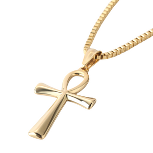 Gold Ankh Cross Pendant Necklace