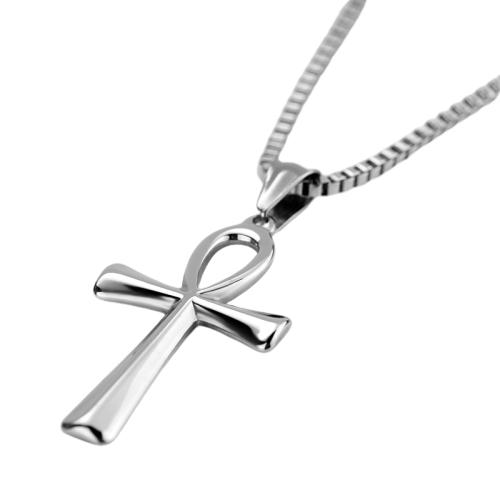 Ankh Silver Cross Pendant Necklace