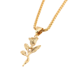 Gold Rose Pendant Necklace