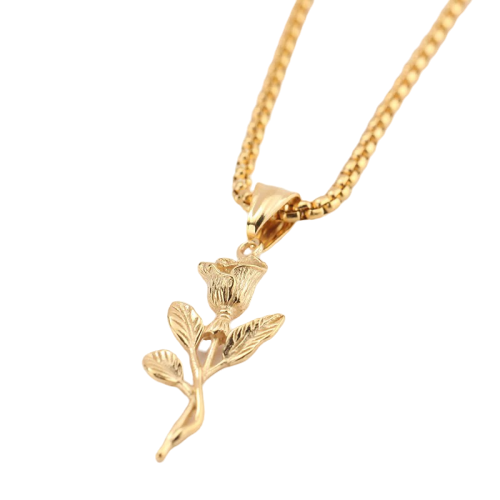 Gold Rose Pendant Necklace