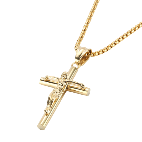 Crucifix Cross Gold Pendant Necklace