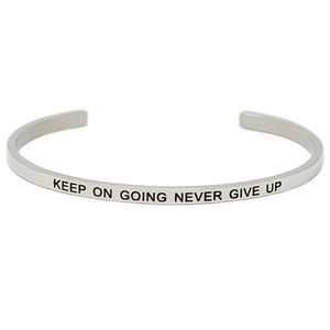 Keep On Going Never Give Up Affirmation Bracelet