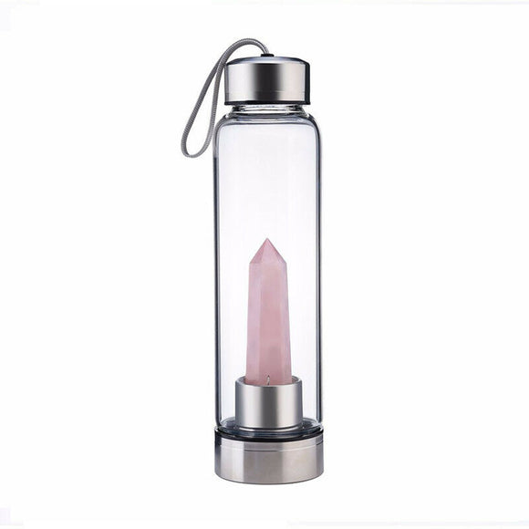 Rose Quartz Crystal Stainless Steel Water Bottle