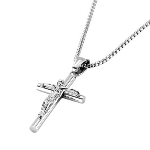 Crucifix Cross Silver Pendant Necklace